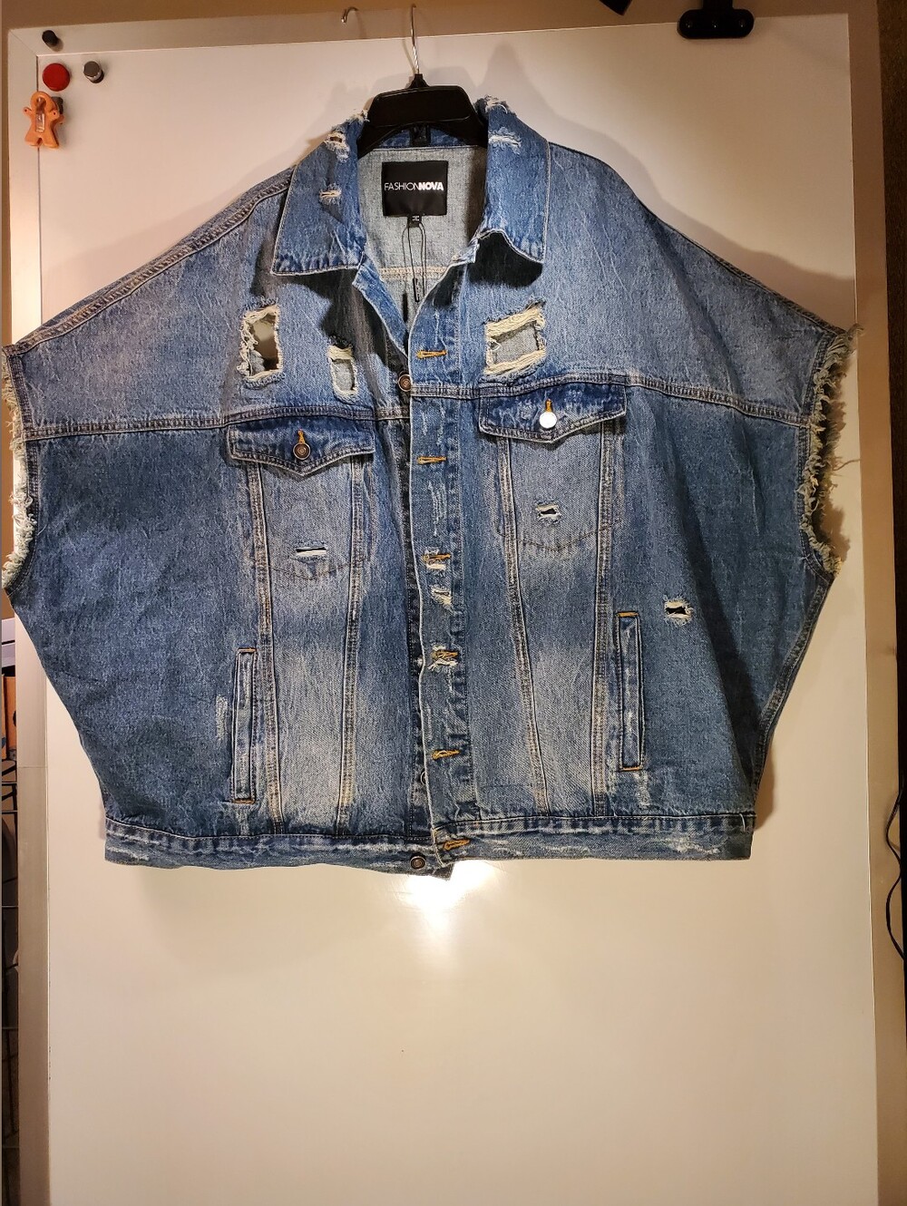 NWT Fashion Nova Nia Long Lined Denim Vest - Vintage Blue Wash - Size 3X